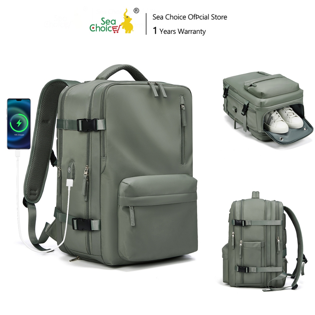 SEA CHOICE Expandable Large Size Travel Laptop Backpack with USB Port, Shoe  Compartment, Anti-theft