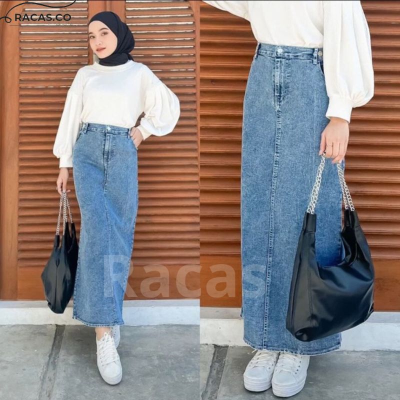 Jual ROK JEANS THEANA SKIRT HIGHWAIST ROK JEANS WANITA SKIRT JEANS Rok ...