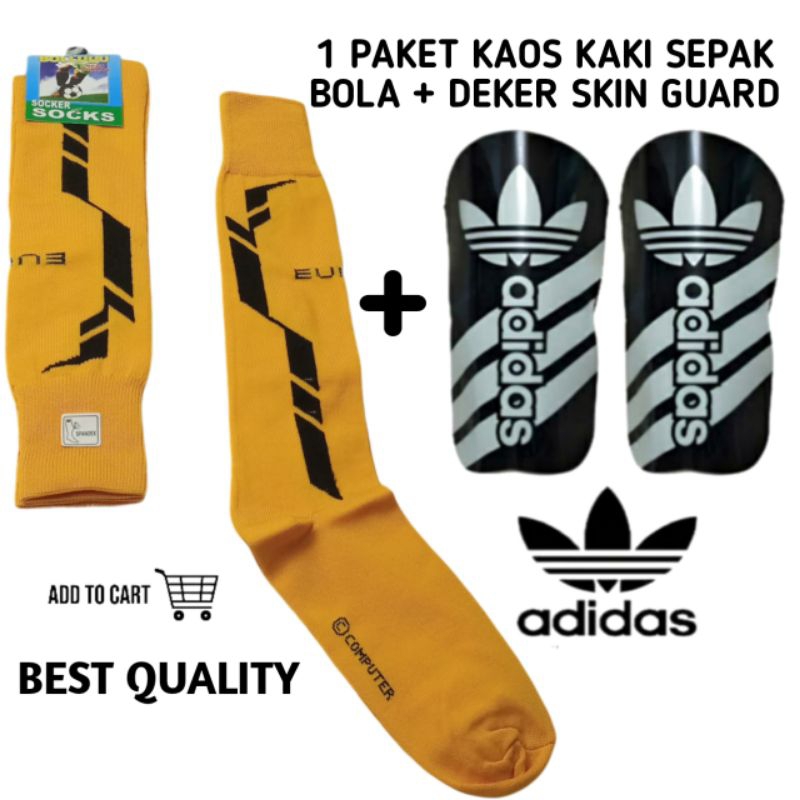 PAKET KAOS KAKI SEPAK BOLA EURO TANDUK FUTSAL PANJANG SELUTUT DAN DEKER  SKIN GUARD PELINDUNG TULANG KERING NIKE KW