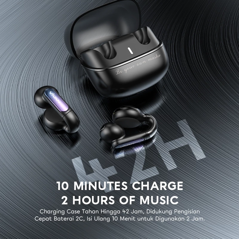 VIVAN Free Go Ear Clip TWS BT v5.4 With Flash Connect 6.0 4 MIC ENC 42H Playtime Garansi 12 Bulan