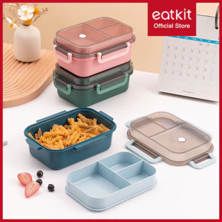 Eatkit Kotak Makan Siang Transparan 1250ml Desain Dua Lapis Lunch Box Untuk Pekerja Kantor Dan Pelajar Pemanas Microwave