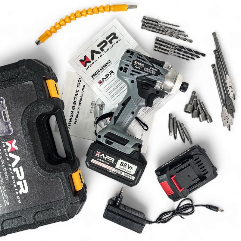 Jual APR raja bor impact driver cordless sekrup AP29PRO 550nm 2baterai ...