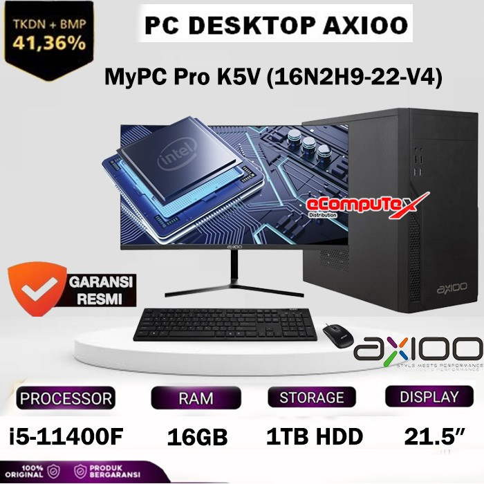 Jual AXIOO PC DESKTOP MYPC PRO K5V (16N2H9-22-V4) i5-11400F RAM 16GB ...
