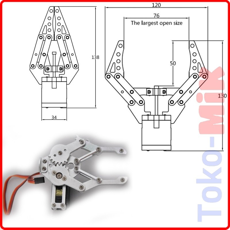 Jual Metal Robot Gripper Claw Clamp Arm Manipulator Capit Penjepit ...