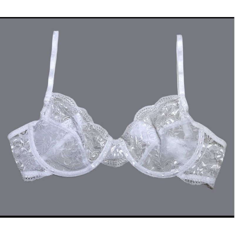 Jual Bra STR /cut label nonpadcolor White lace shiny | Shopee Indonesia