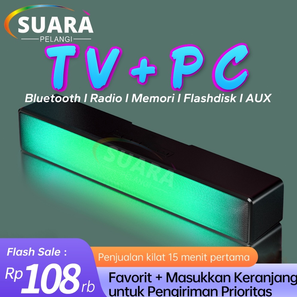 Jual Model Baru TVPC BASSSpeaker Bluetooth Soundbar TV Super Bass RGB ...