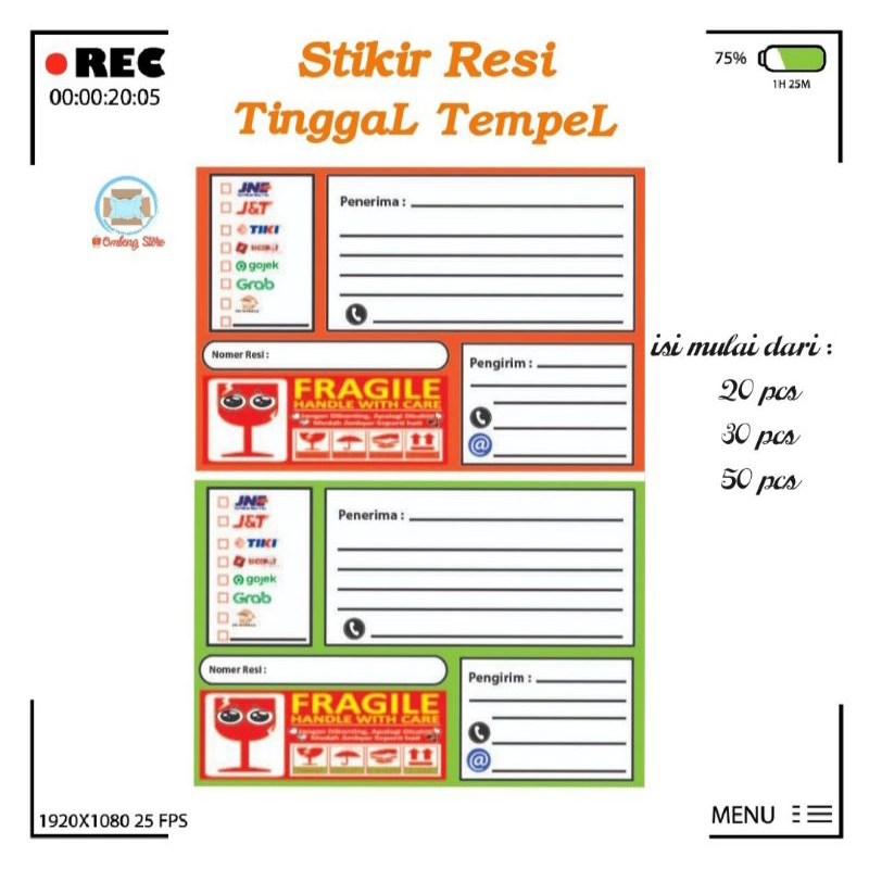 Jual (ISI 50 PCS) STIKER RESI PENGIRIMAN/LABEL PENGIRIMAN/STIKER ...
