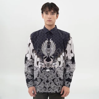 M231 Kemeja Pria Batik Panjang Hitam 0706