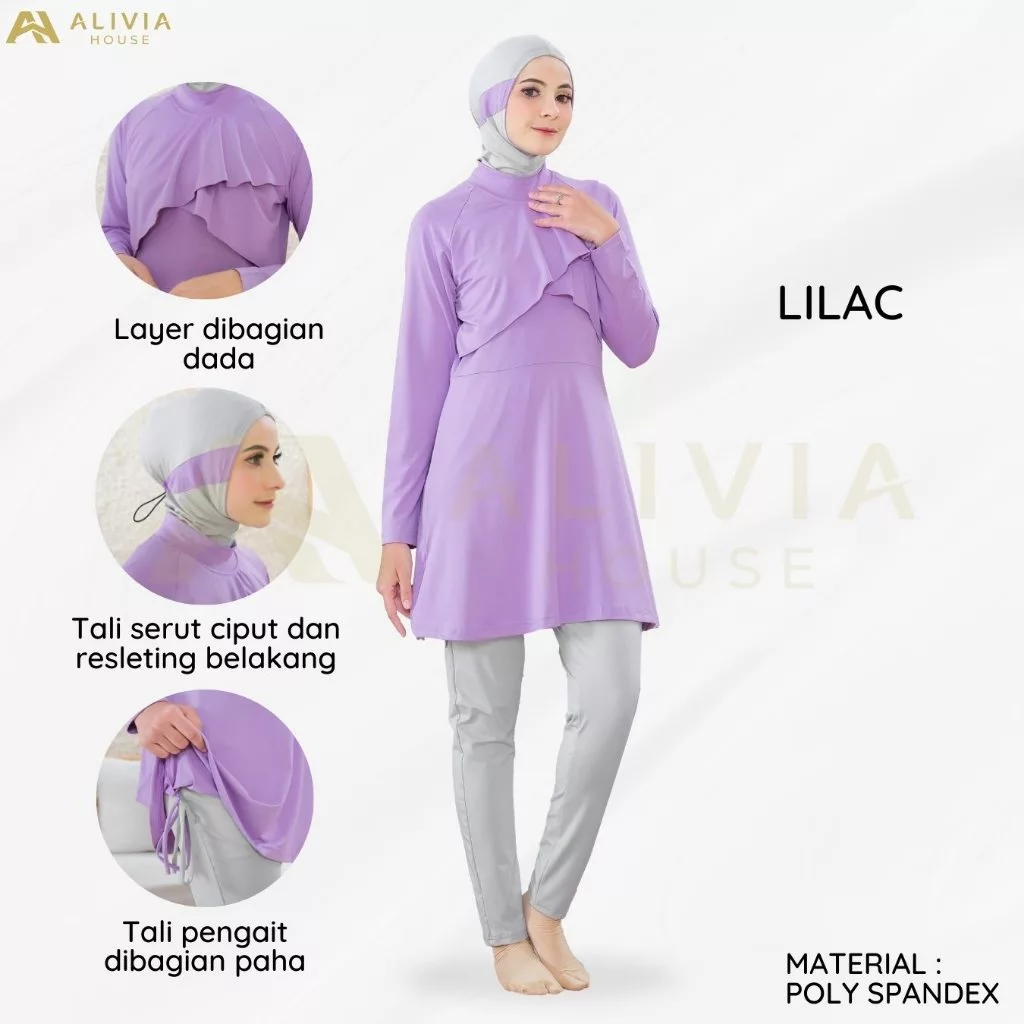 Baju Renang Muslimah Alivia House AS07 untuk Wanita dan Remaja Perempuan Hijab