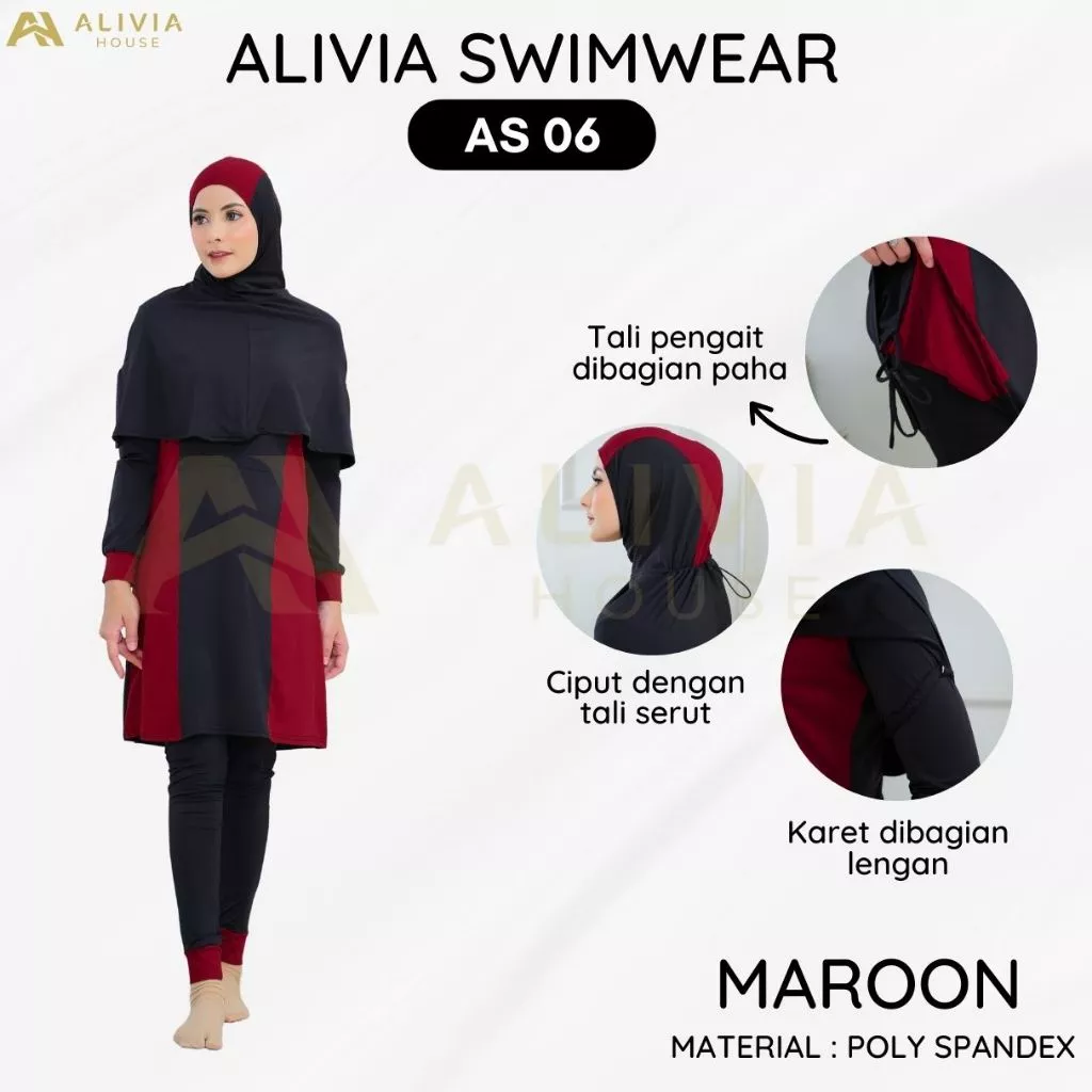 Baju Renang Muslimah Syari Dewasa dan Remaja - Alivia Swimwear AS06