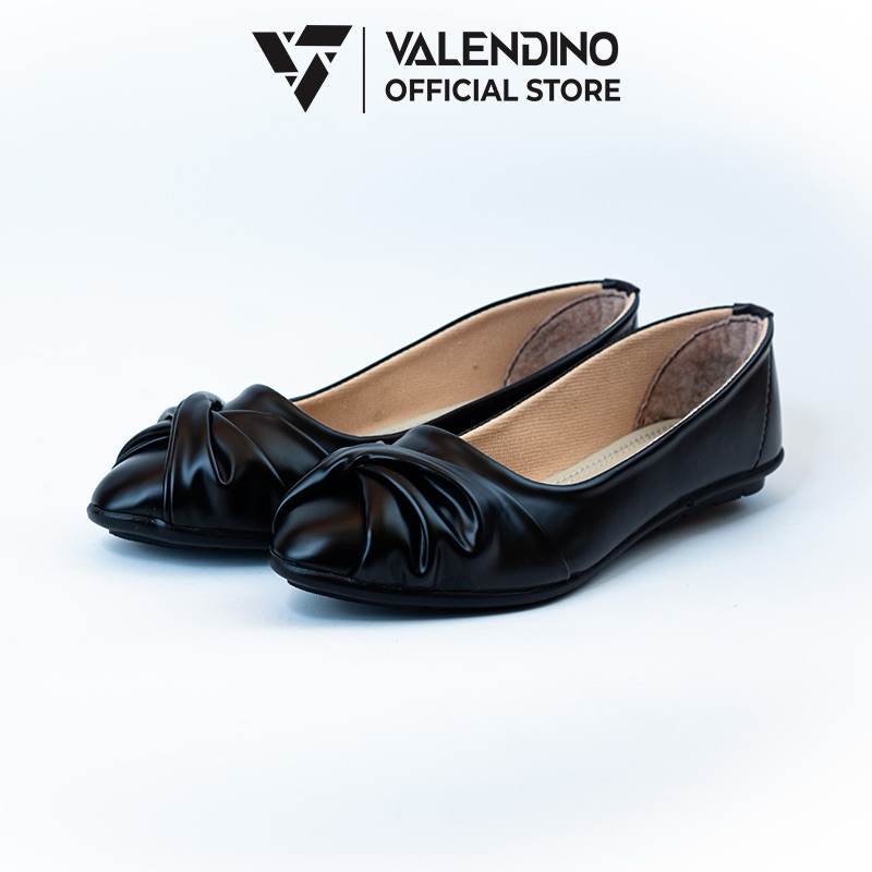 VALENDINO Flat Shoes Wanita - Hitam Cream