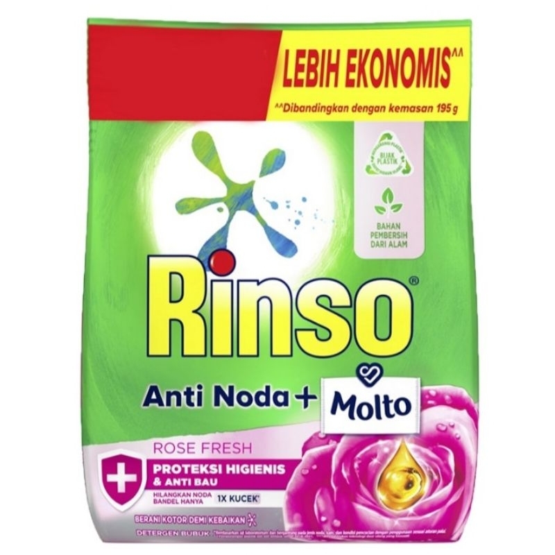 Jual Rinso Molto Pink Rose Fresh Deterjen Bubuk 380 gr | Shopee Indonesia