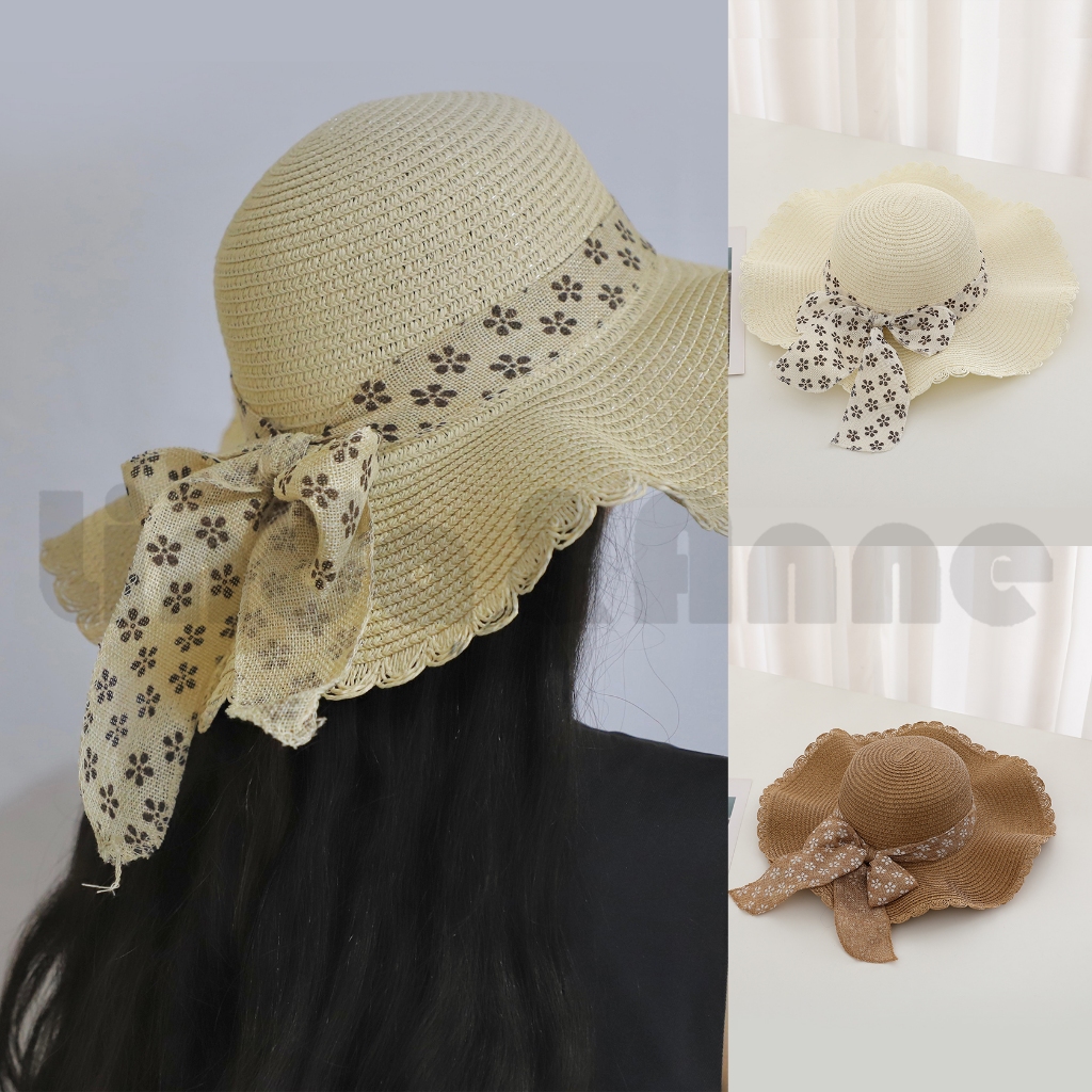 Jual L&A - Topi Rajut Jerami Aksen Pita Bunga Topi Pantai Gelombang ...