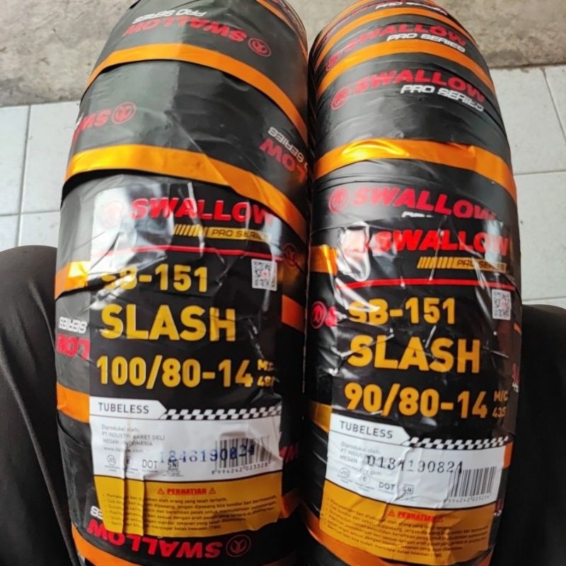 Jual ( PAKET 2 BAN RING 14 ) SWALLOW SLASH SB151 UK 90/80-14 & 100/80 ...