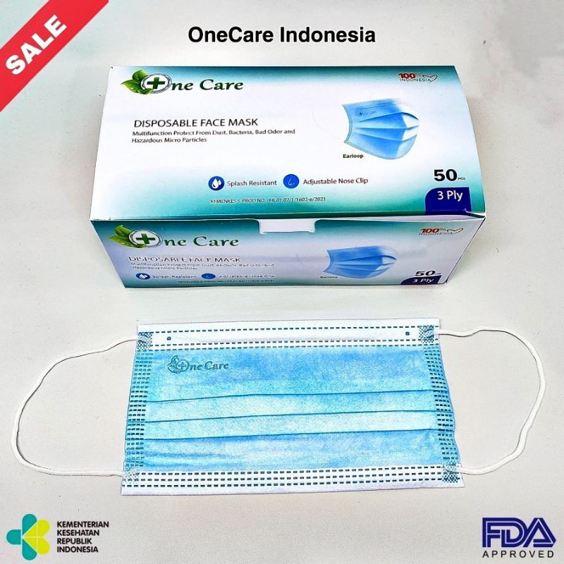 Jual Masker Earloop Medis Biru Onecare Kemenkes | Shopee Indonesia
