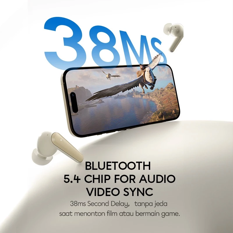 VIVAN TWS Infinity GT5 | DUAL EQ Extra Bass | Adaptive ANC Transparancy Mode | Bluetooth 5.4 | Playtime 42 Jam Headset Bluetooth