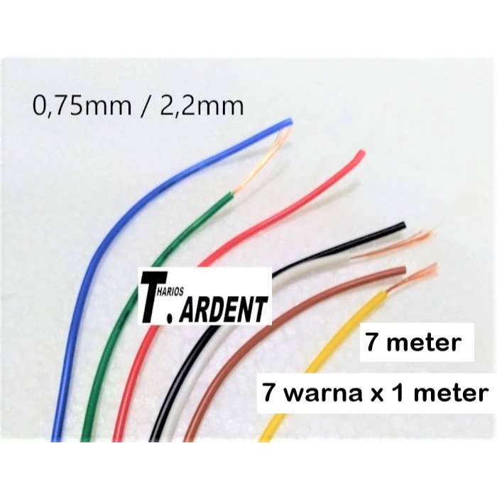 Jual Kabel Body 0.75 mm Kelistrikan Mobil Motor Serabut tembaga 7 warna ...