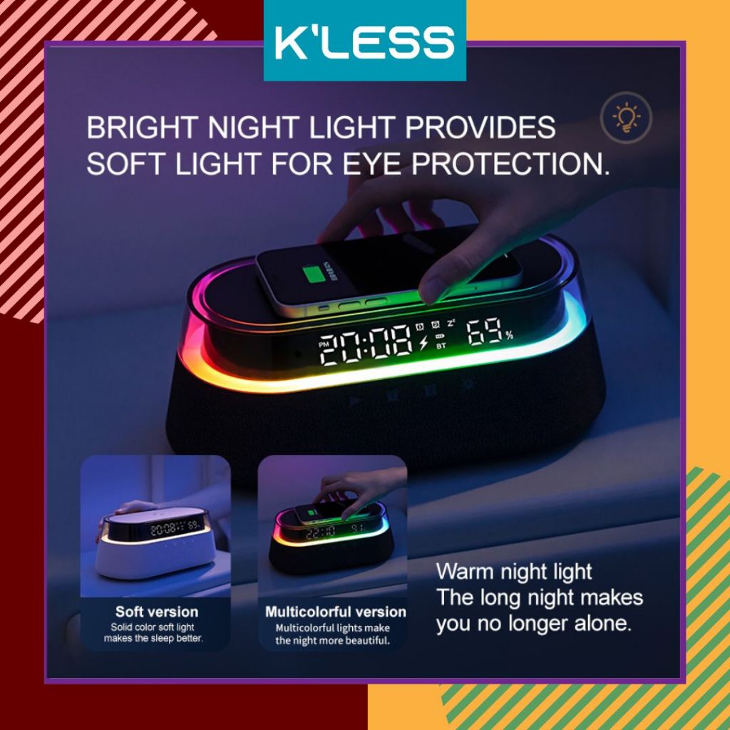 Jual Kless Jam Digital 7 in 1 Multifunction Alarm Clock with Wireless ...
