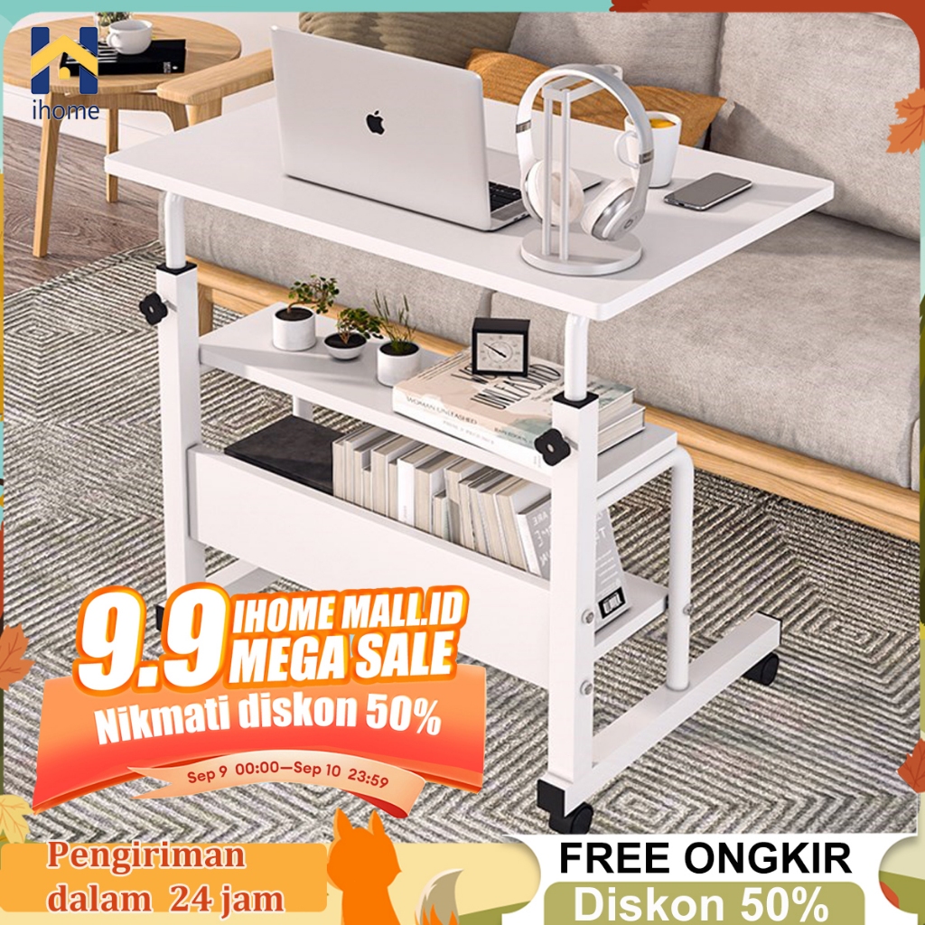 Jual IH Meja Laptop Adjustable Meja Laptop Roda Meja Kerja Portable ...