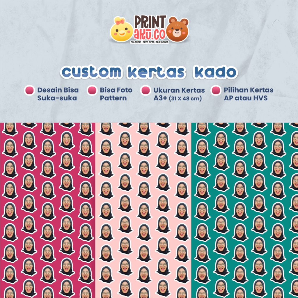 Jual Custom Kertas Kado Wrapping Paper Desain Suka-Suka Pattern (Satuan ...