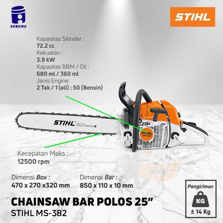 Jual Mesin Chainsaw STIHL MS 382 / Stihl MS382 komplit bar 25 inch ...