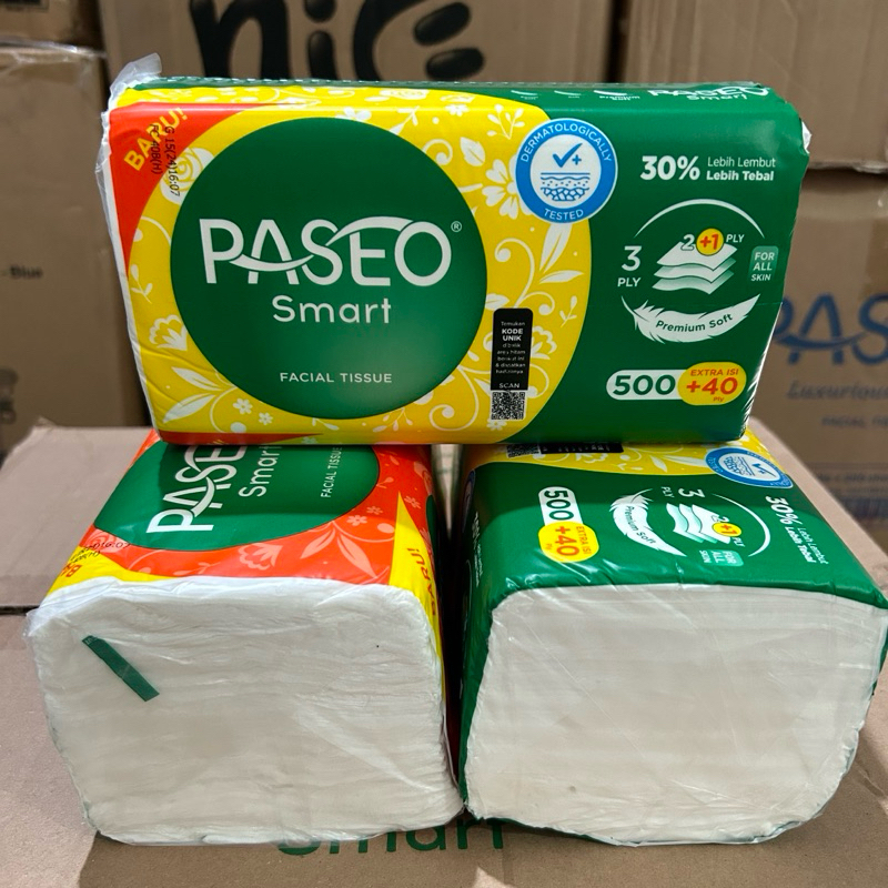 Jual Tisu Paseo smart facial 540 sheet 3 ply per carton / dus isi 48 ...