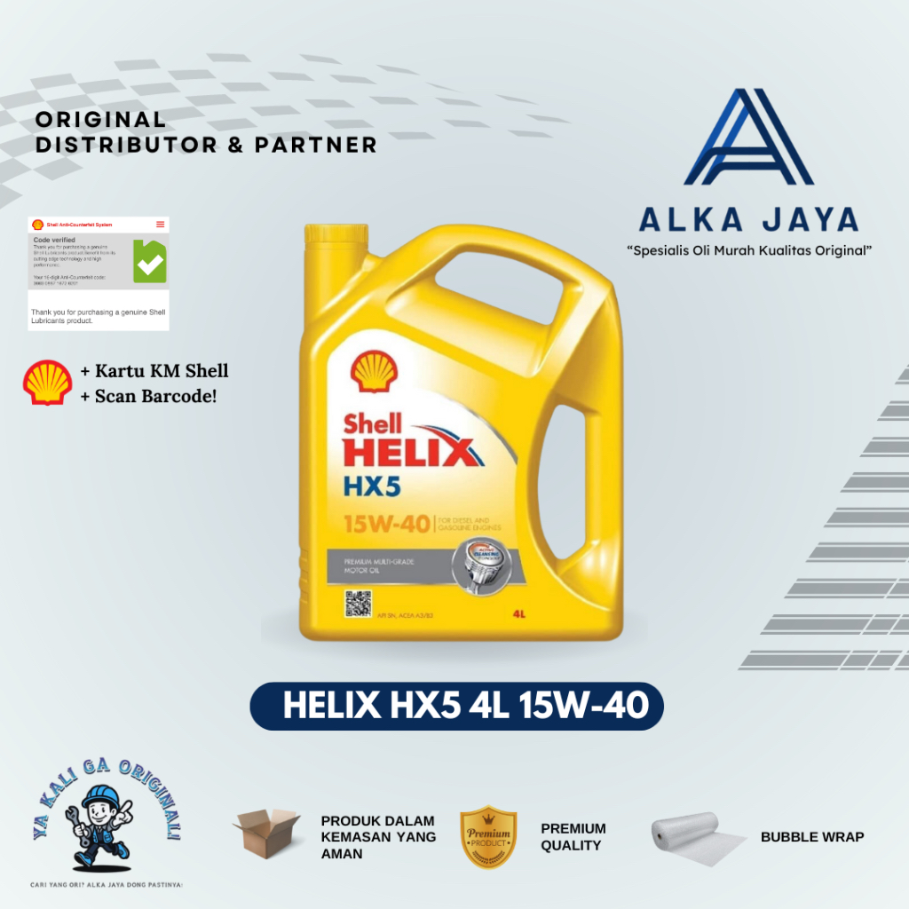 Jual Oli Mesin Mobil Shell Helix HX5 4L SAE 15W-40 ORIGINAL SHELL, CEK ...