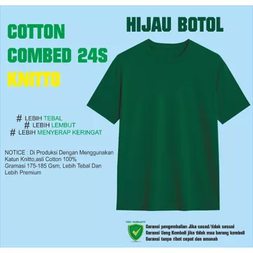 Kaos Polos Katun KNITTO Combed 24 Big Size ( Asli Katun 24s Bergaransi )
