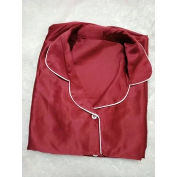 BA B26 Baju Tidur Piyama Satin Polos Lengan Pendek Celana Panjang Setelan Baju Tidur