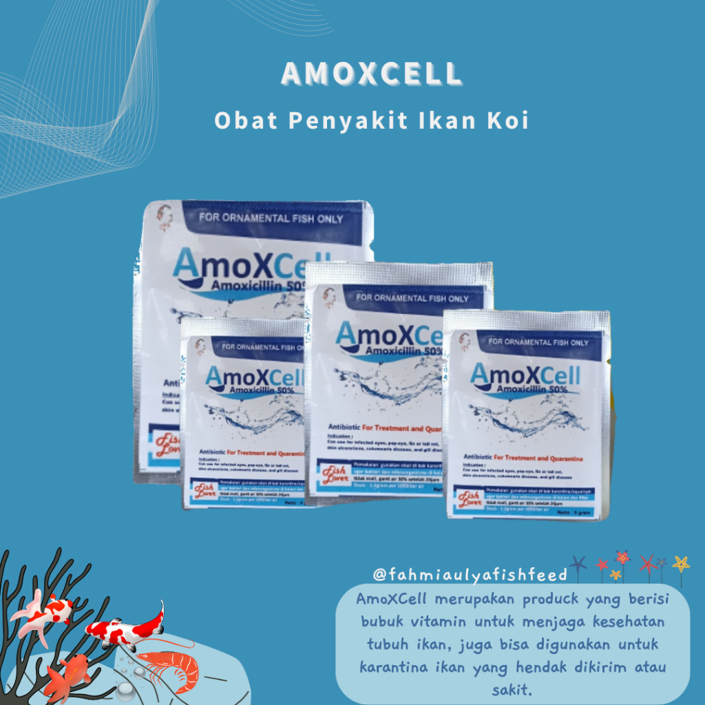 Jual Amoxcell repack 10gr Obat Berbagai Penyakit Ikan Koi dan Ikan