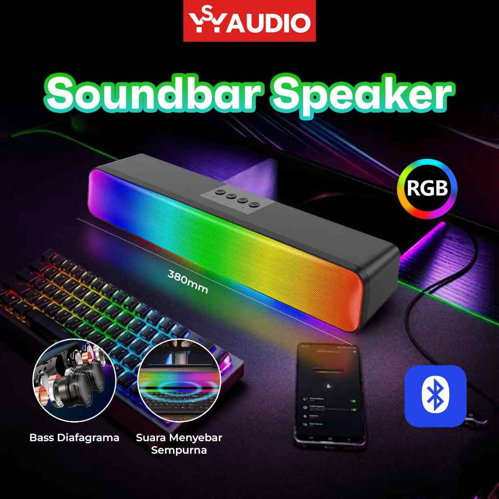 Jual YSYaudio Speaker Bluetooth Soundbar RGB 5 Colors LED Light ...