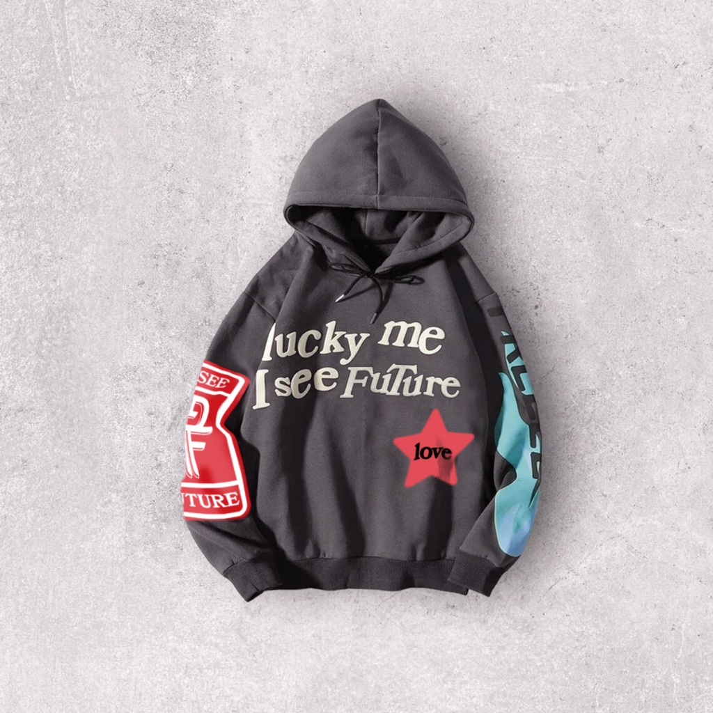 Do The Flow Hoodie Hitam Sweater Pria Wanita Lucky Me Pullover Jaket