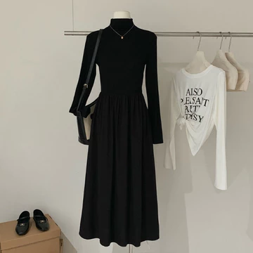 Keygirl Dress Smocked Premium Busana Muslim Brukat Lebaran Umroh Dress Maxi Turtleneck Polos