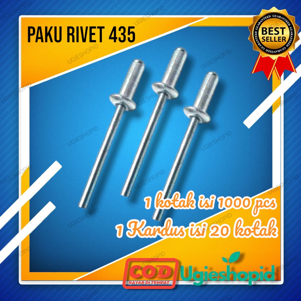 Jual PAKU RIVET UKURAN 435 MERK RIVETTI 1 KOTAK ISI 1000 PCS / 1 DUS ...