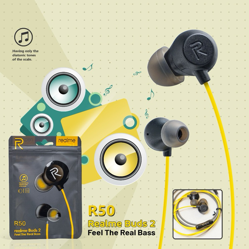 Jual Handsfree Headset Earphone Realme Buds R50 With Mic Extra