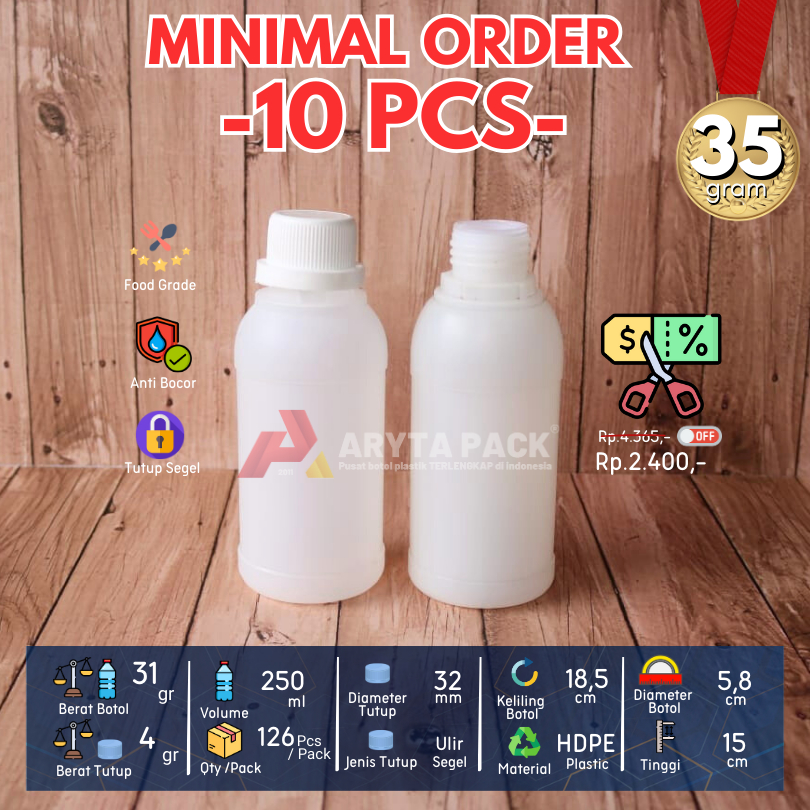 Jual Botol plastik PET 250ml labor agro natural minuman madu kimia ...