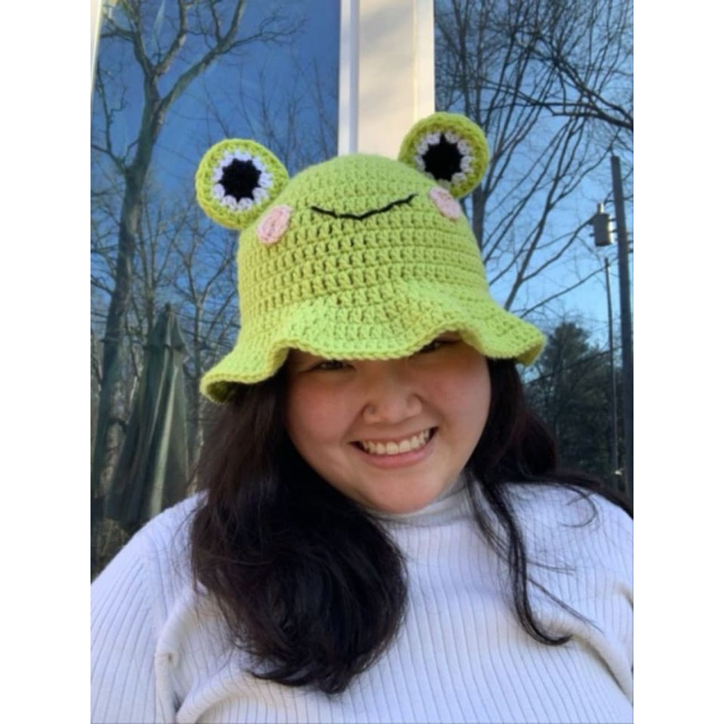 Jual [Custom Order] Bucket Hat Frog Rajut | Shopee Indonesia