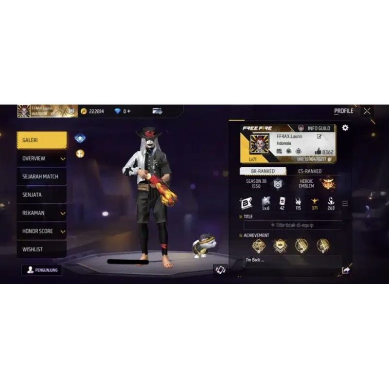 Jual JUAL AKUN FREE FIRE SULTAN MURAH DIJAMIN AMANAH Shopee Indonesia