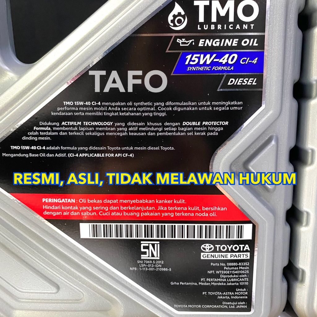 Jual TOYOTA TMO 15W-40 ASLI RESMI / TMO DIESEL ENGINE OIL 15W40 ...