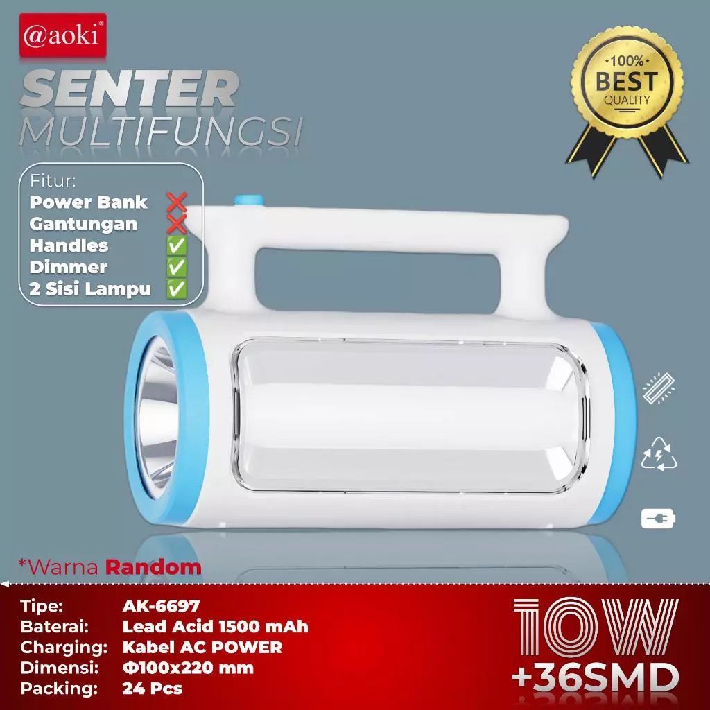 Jual AOKI Lampu Emergency 2in1 2 Sisi AK-6697 10W 36SMD LED ...