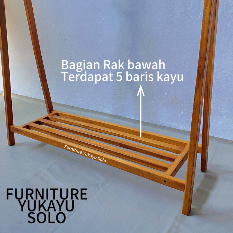 Jual GANTUNGAN BAJU DENGAN RAK KAYU JATI SERBAGUNA / RAK DISPLAY ...