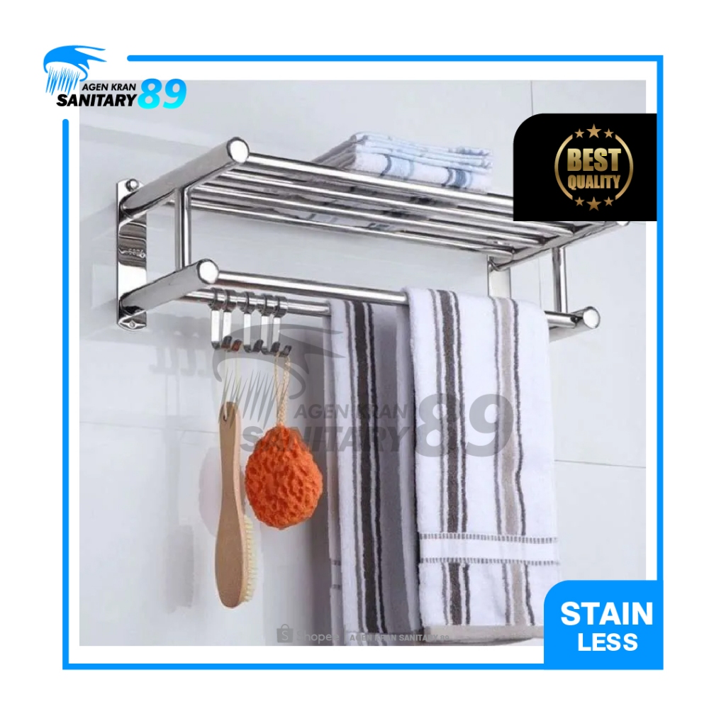 Jual RAK HANDUK KAIT 2 TINGKAT 4 BARIS KAMAR MANDI BAHAN STAINLESS/RAK ...