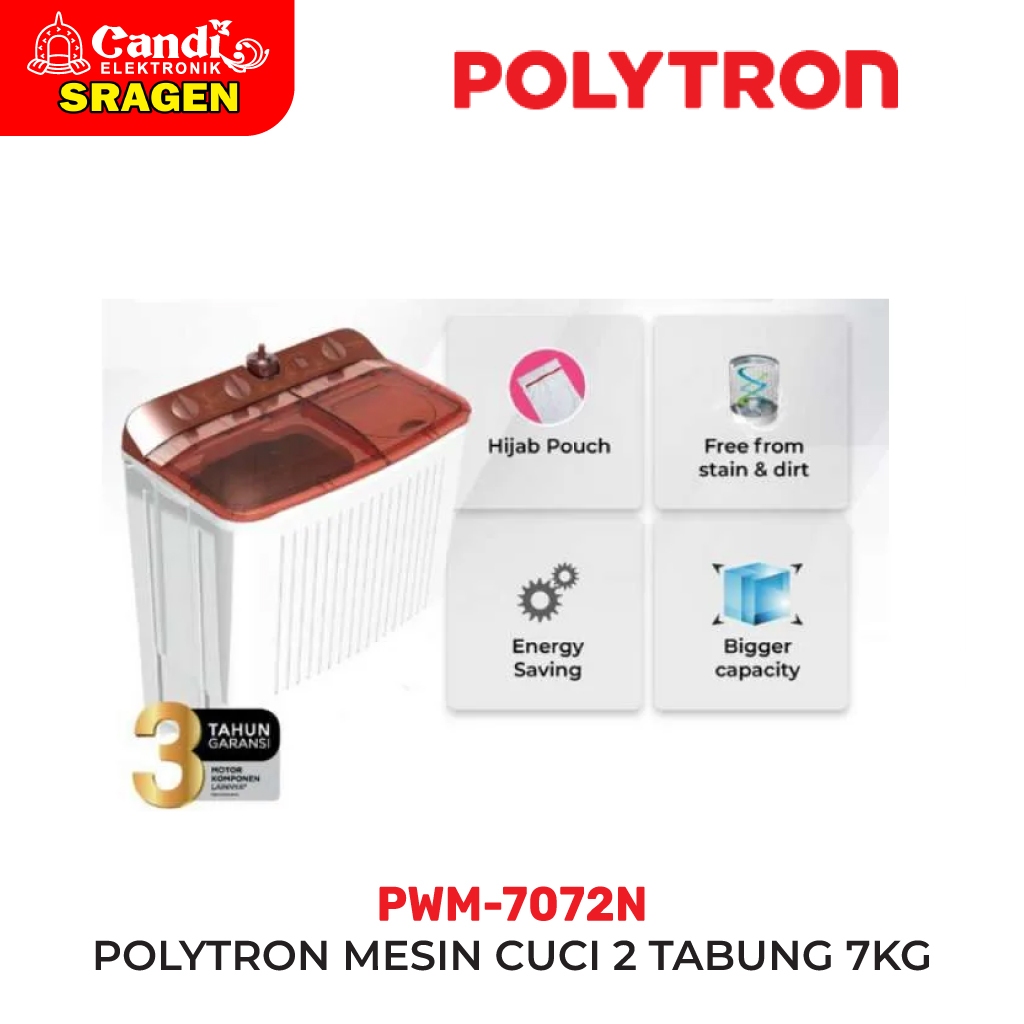 Jual POLYTRON Mesin Cuci 2 Tabung Giant Series Hijab 7 KG - PWM-7072N ...