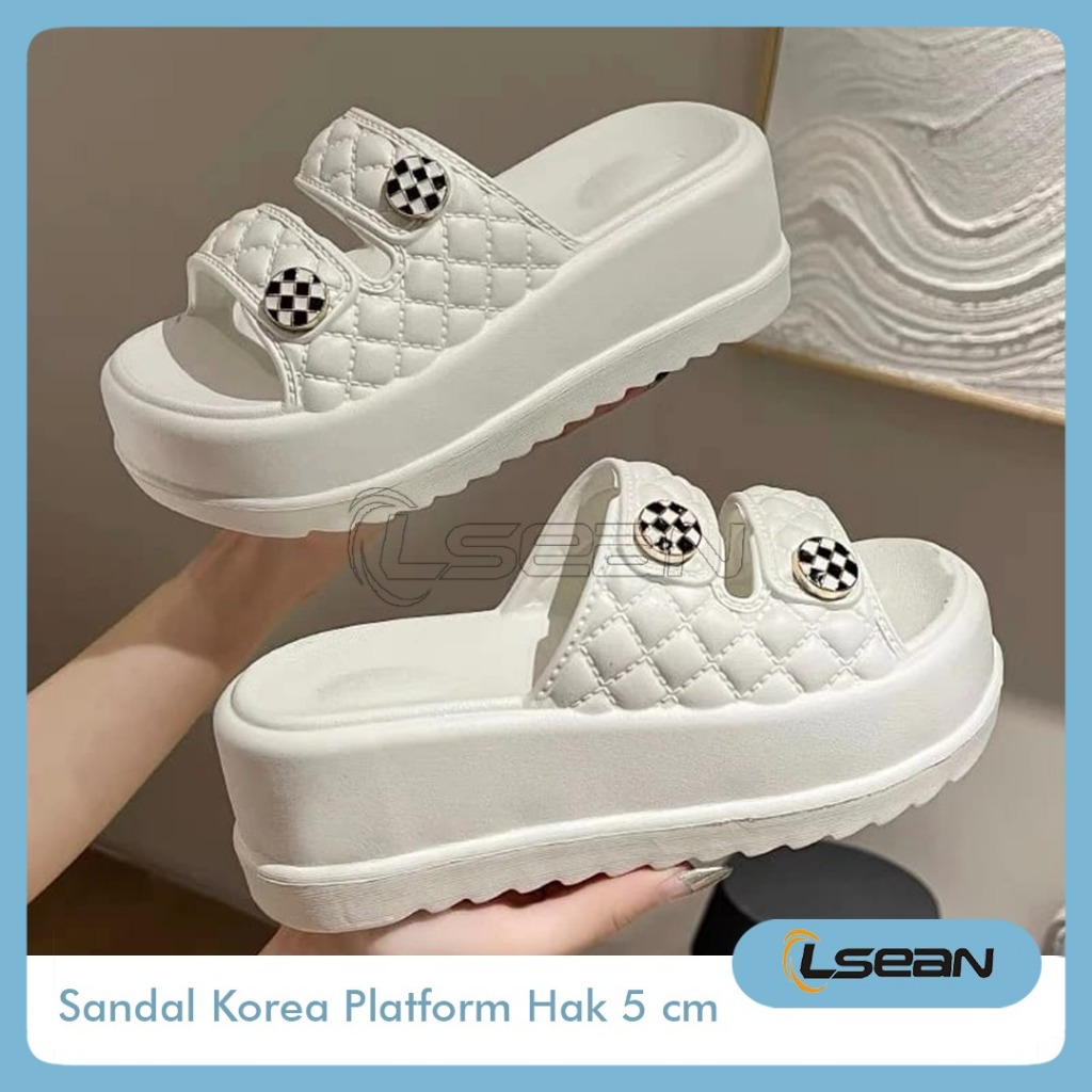 Jual SANDAL PLATFORM SOL TINGGI WEDGES 5CM KOREAN STYLE DOUBLE STRAP ...