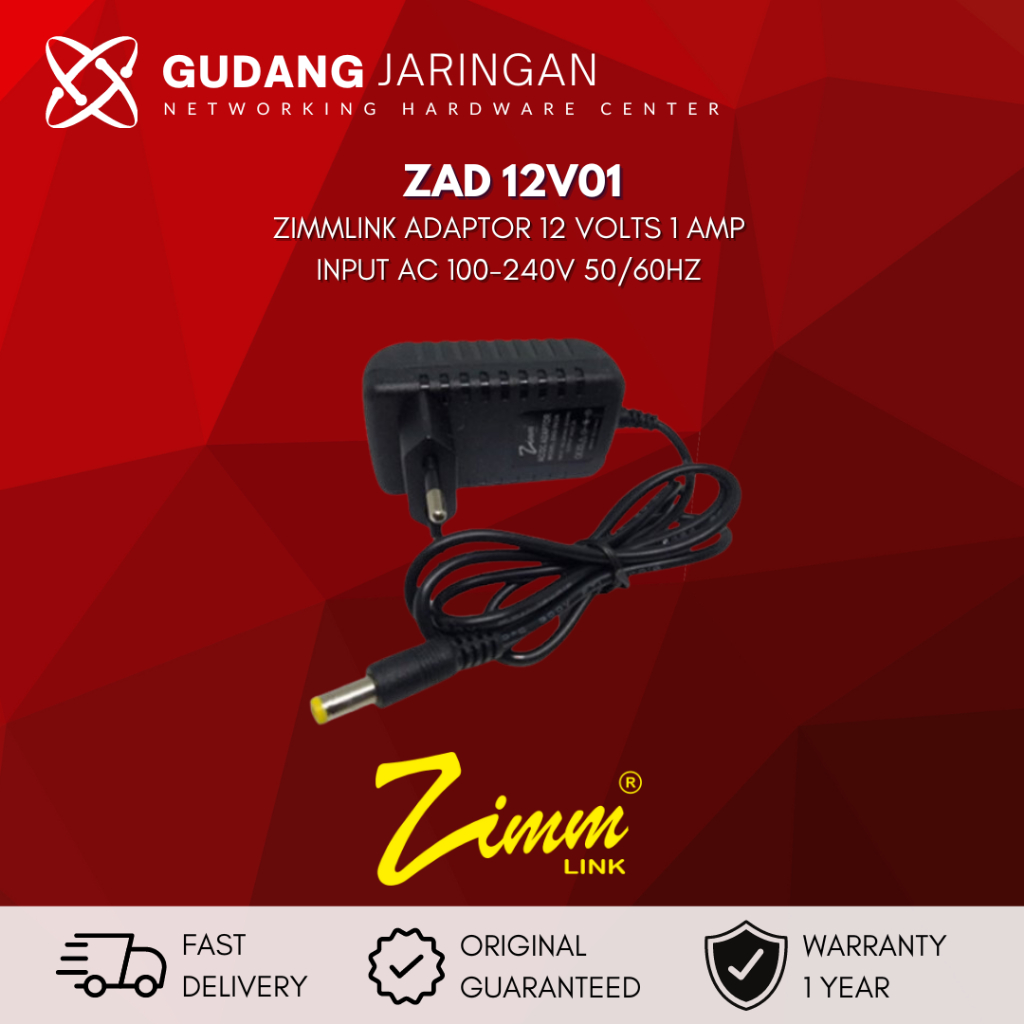 Jual ZIMMLINK ZAD 12V01 ADAPTOR 12 VOLTS 1 AMP | Shopee Indonesia