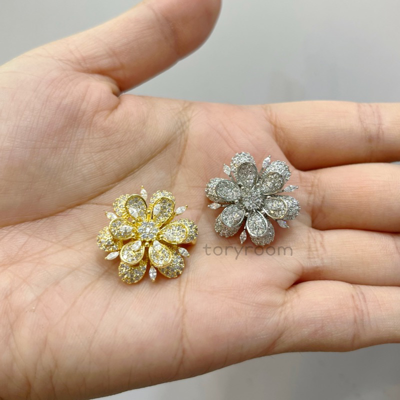 Jual Bros mini dagu zircon diamond bunga kelopak timbul | Shopee Indonesia