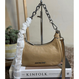 Tas Michael Kors Cora Mini Zip Pouchette Leather Camel