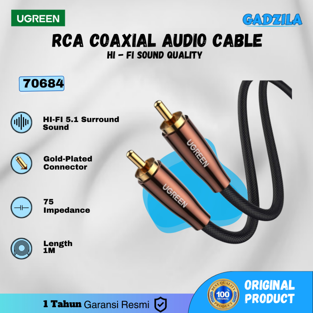 Jual UGREEN Kabel RCA Male To Male Cable Digital Audio Coaxial S PDIF