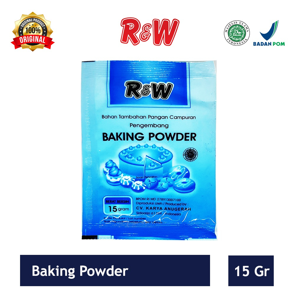 Jual Baking Powder BIRU 5 sachet Bahan Pengembang Kue / Roti merek R&W ...