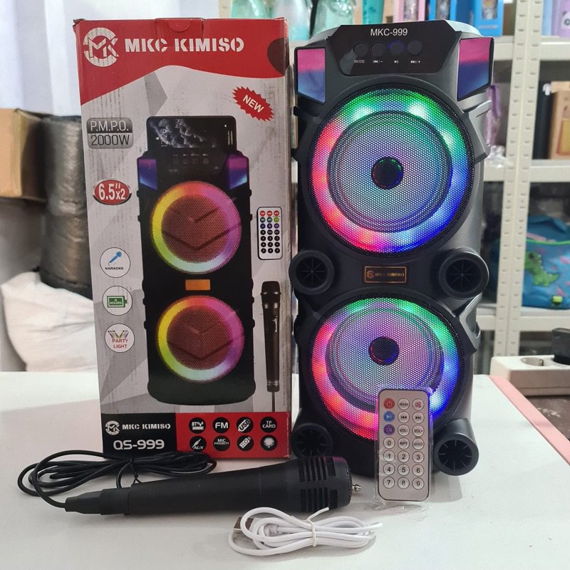 Jual Speaker Bluetooth Led Portable Double Bass free Mic Karaoke ...